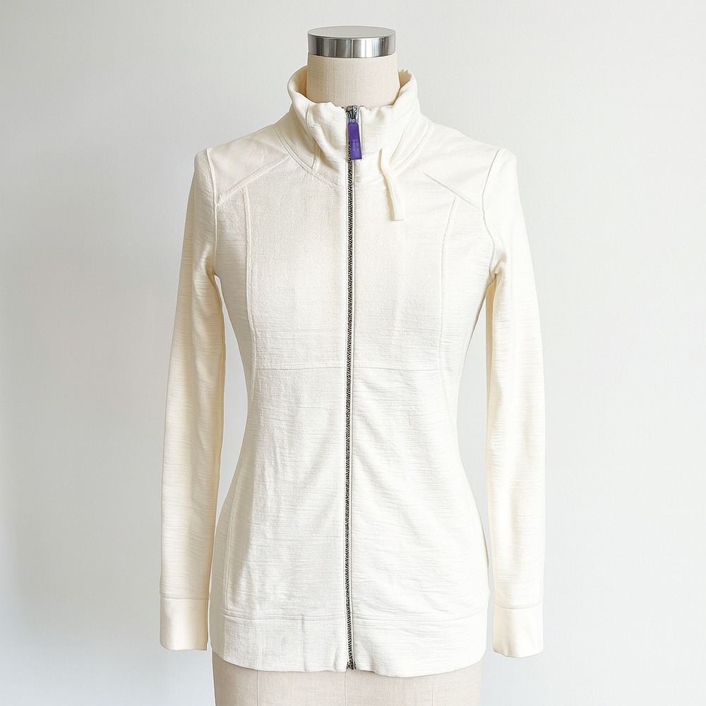 Saturday Sunday Jacket‎ Womens Small Ivory Zip Casual Mid Length Classic Neutral